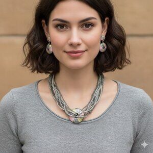 Elegant Multicolor Beaded Necklace and Earring Set
